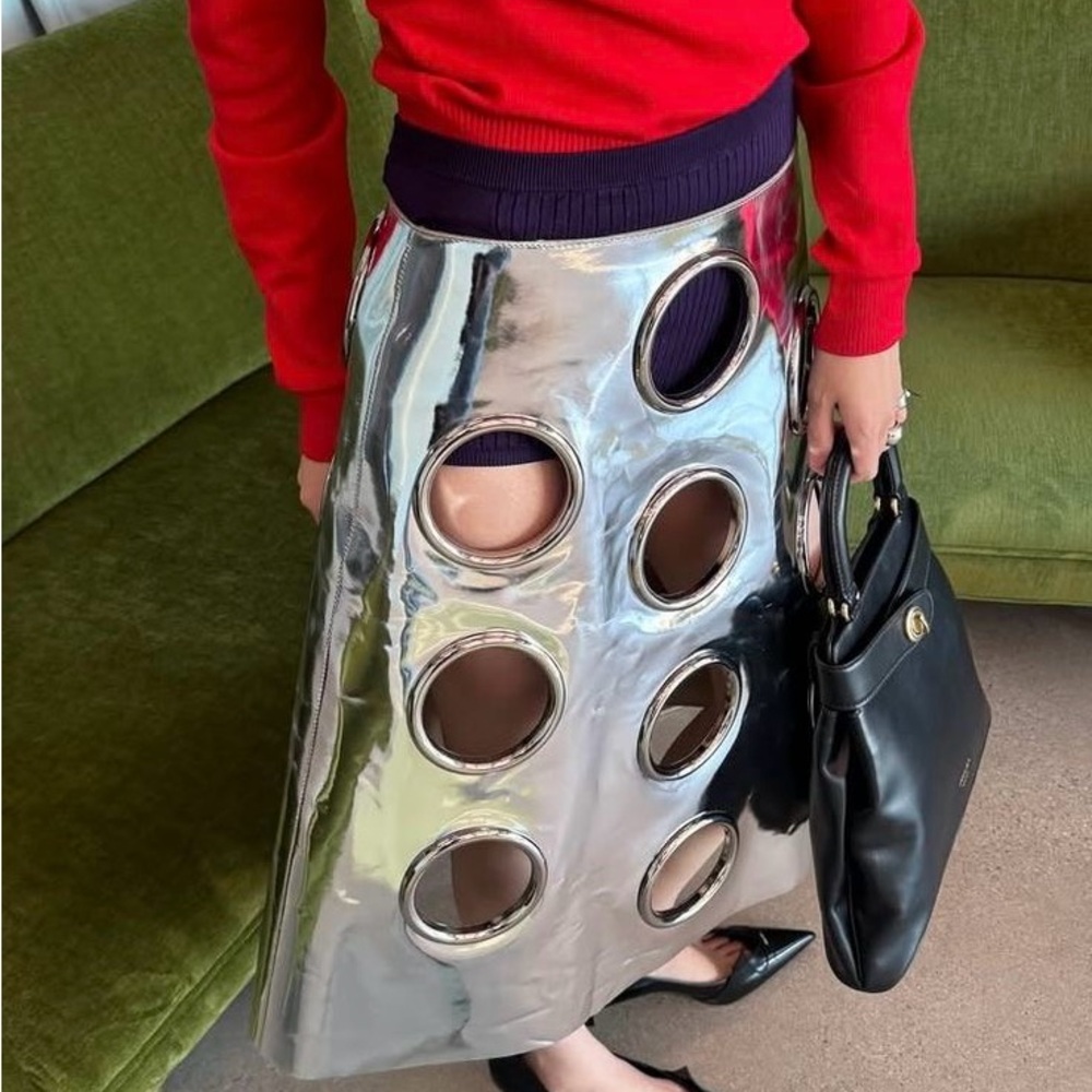 Stussy Metallic Silver A-Line Skirt - Picture 9 of 9